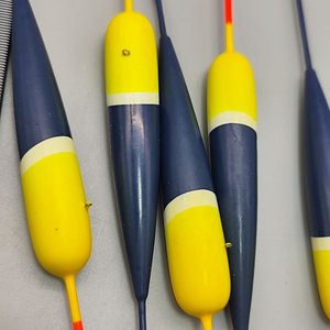 Lote de 5 Boyas de Pesca Alargadas Azul y Amarillo - imagen 1