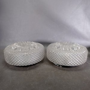 Dos Plafones de Techo de Vidrio Tallado, Diámetro 24.5cm - imagen 2