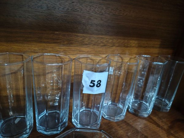 Juego de 6 Vasos Altos Octogonales Transparentes - imagen 1