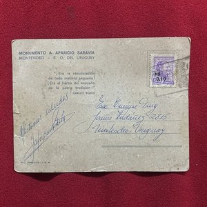 Lote Aparicio Saravia: Postal Monumento, Prendedor Caballo y Pañuelo - imagen 2