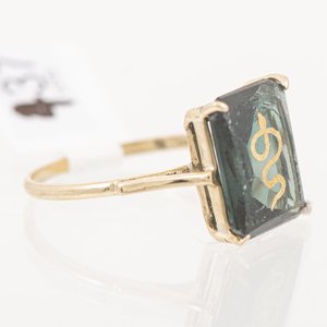 Anillo de Oro 18k con Turmalina y Símbolo de Serpiente - imagen 2