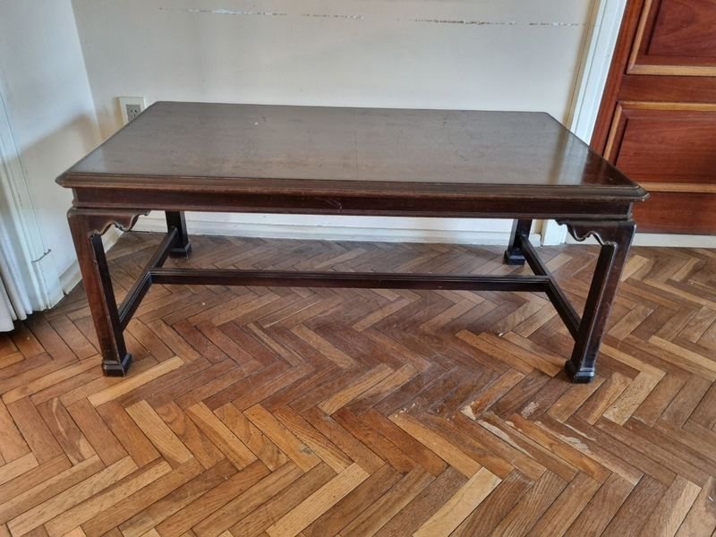 Mesa de Centro Vintage Estilo Oriental en Madera Noble Oscura