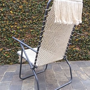 Reposera Reclinable Plegable con Tejido Artesanal en Macramé - imagen 4