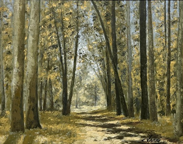 Oleo "Camino en el Bosque" de César Vanni - 40 x 50 cm - imagen 1