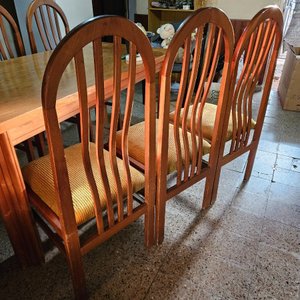 Juego de Comedor: Mesa Rectangular de Madera y 6 Sillas Tapizadas - imagen 4