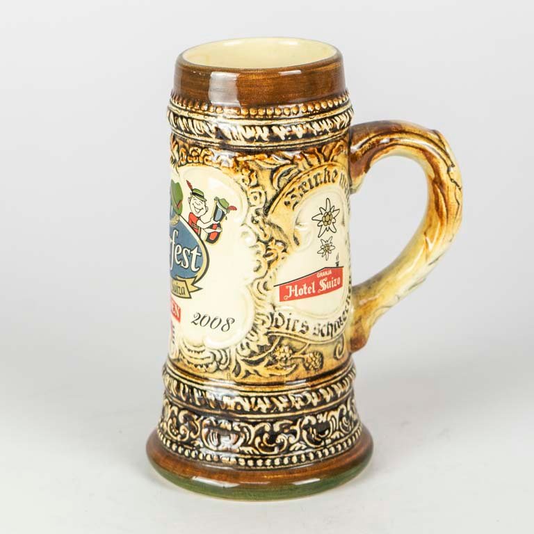 Jarra de cerveza Pilsen de cerámica, Bierfest Colonia Suiza del 2008 - imagen 2