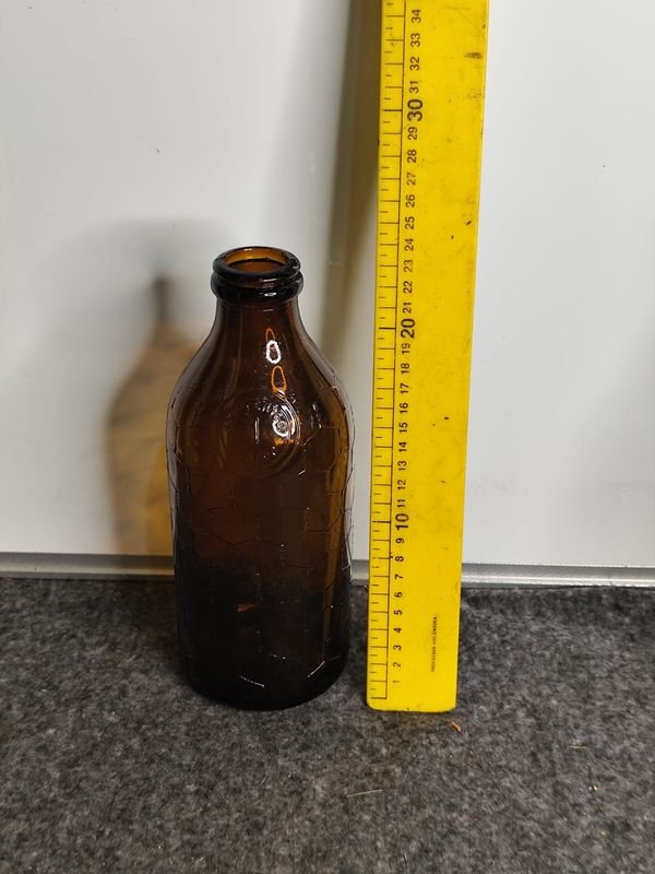 Botella Antigua Vidrio Labrado Ámbar Industria Uruguaya 1 Litro