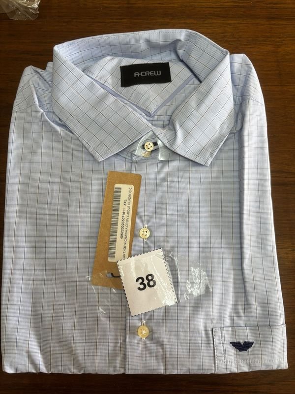 Camisa A-Crew Celeste Cuadros Talle XXL Nueva