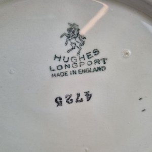 Sopera Antigua de Loza Inglesa Hughes Longport con Tapa y Detalles Dorados - imagen 3
