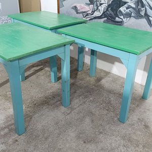 Mesas de Madera Maciza para Bar o Cocina - Verde y Celeste - imagen 3