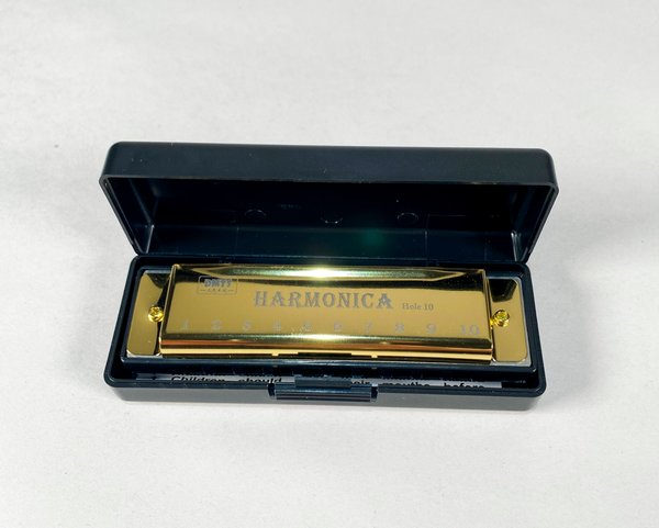 Armónica Dorada con Estuche - imagen 1