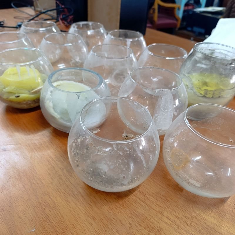 Lote de 12 Fanales de Vidrio con Velas