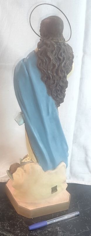 Escultura antigua de la Virgen de la Concepción en pasta de madera o similar - imagen 5