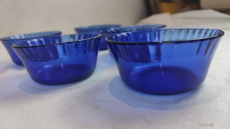 5 Compoteras y Fuente de Vidrio Azul - imagen 3