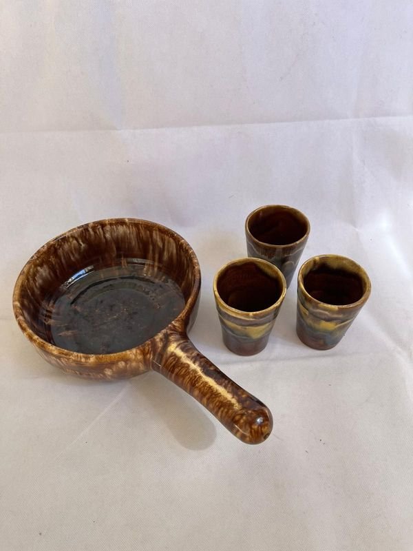 Cuenco de sopa y vasos de cerámica esmaltada - imagen 3
