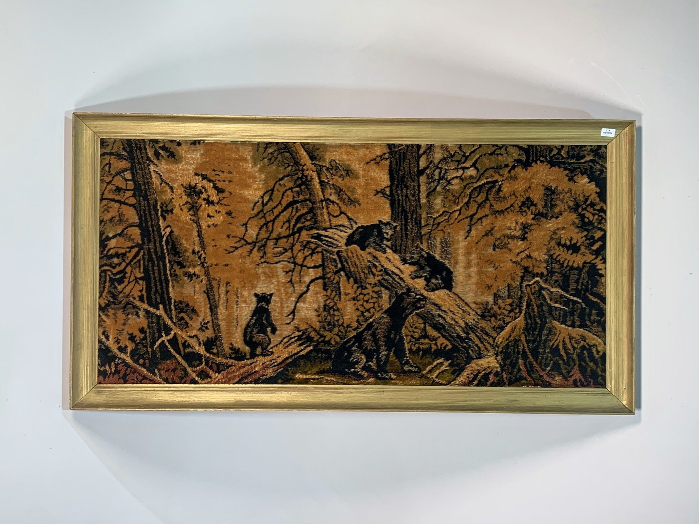 Cuadro Tapiz Rectangular "Osos en el Bosque" con Marco Dorado