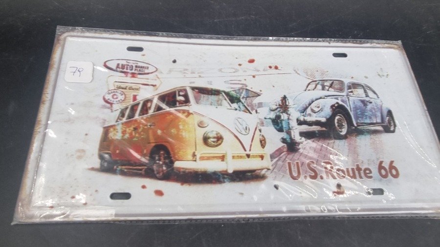 Chapa Decorativa Vintage VW Fusca y Combi Ruta 66