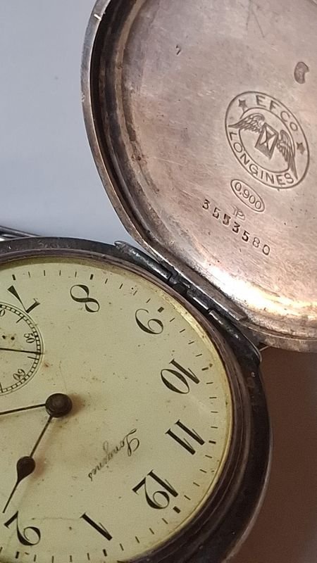 Reloj de bolsillo plata con cadena en mal estado - imagen 6
