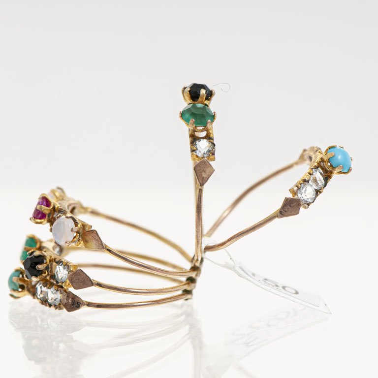 Anillo de oro con piedras naturales y circonias - imagen 3