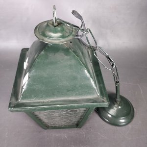 Farol de Chapa Verde con Cadena y Vidrios Fantasía - imagen 3