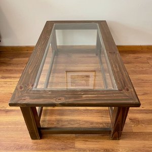 Mesa Ratona Rústica Madera Maciza y Vidrio - imagen 4