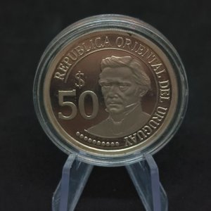 Moneda Conmemorativa Uruguay 50 Pesos 2011 Bicentenario Plata PROOF - imagen 2
