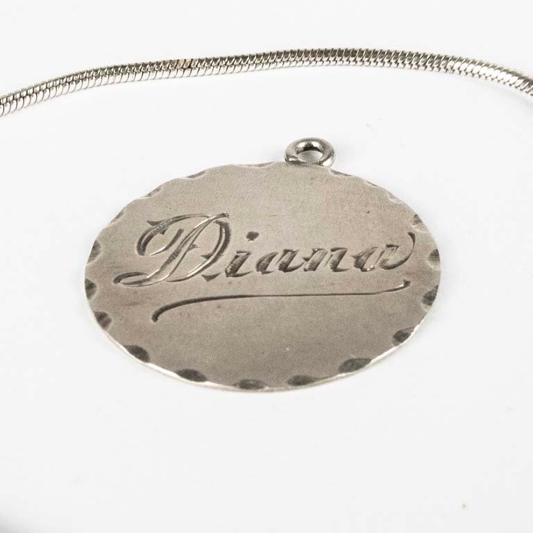 Pulsera y dije de plata con grabado 'Diana' - imagen 2