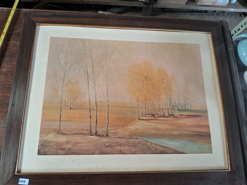 Pintura al óleo enmarcada, paisaje natural - imagen 6