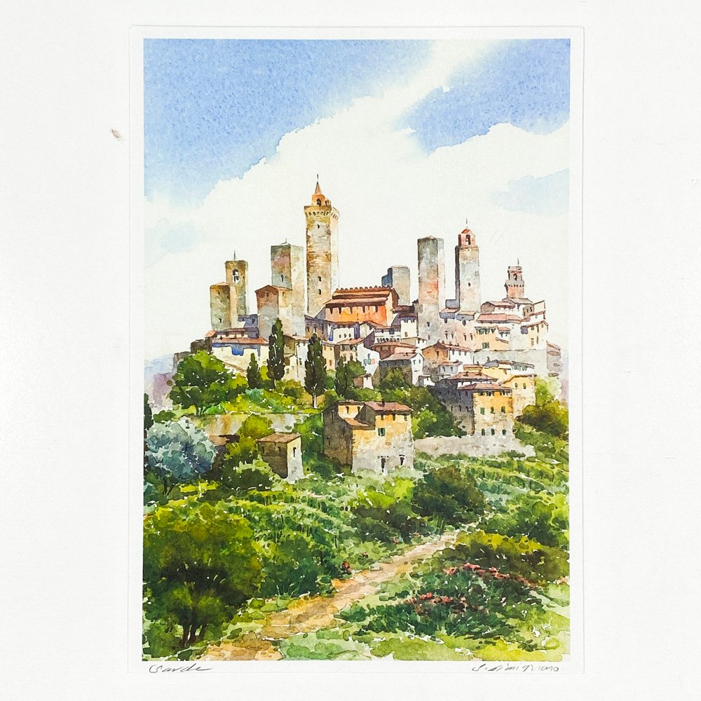 Dos pinturas de escena de playa y castillo - imagen 3