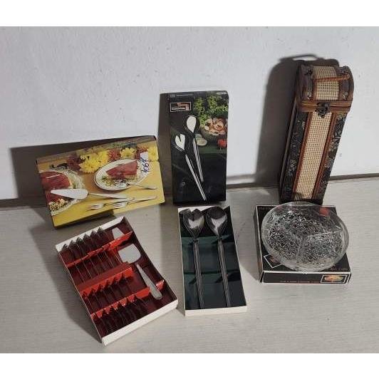Set de Cubiertos, Porta Botella y Copetinero Vintage
