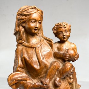 Talla en Madera "Dama y Niño" - Figura Religiosa - imagen 2