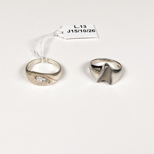 Dos Anillos de Plata 925 con Circonia Talla 17 mm - imagen 1