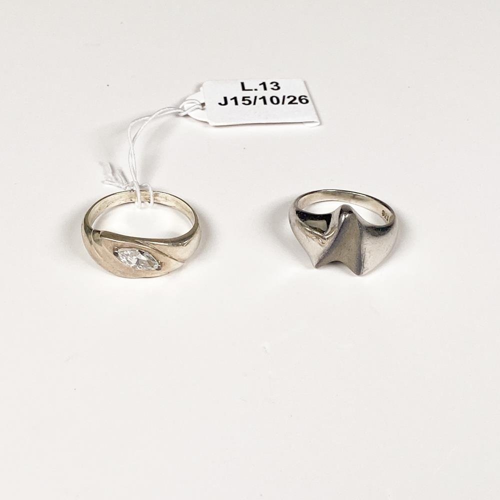 Dos Anillos de Plata 925 con Circonia Talla 17 mm