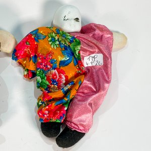Dos Cabezas de Payaso de Loza con Vestimenta Multicolor - imagen 3