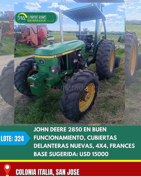 Tractor John Deere 2850 Usado con Cubiertas Nuevas