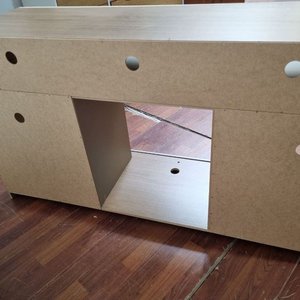 Mueble Bajo Rack para TV en Melamina Clara y Roble con Estante Superior - imagen 4