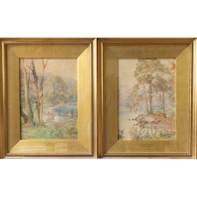 Lote de 2 Acuarelas "The Wharfe Bolton Woods" de Dean Haigh