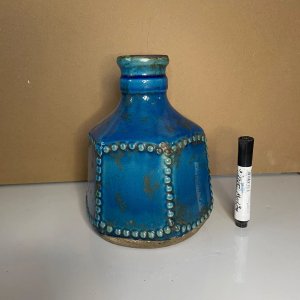 Jarrón Decorativo Azul Cerámica con Detalles - imagen 2