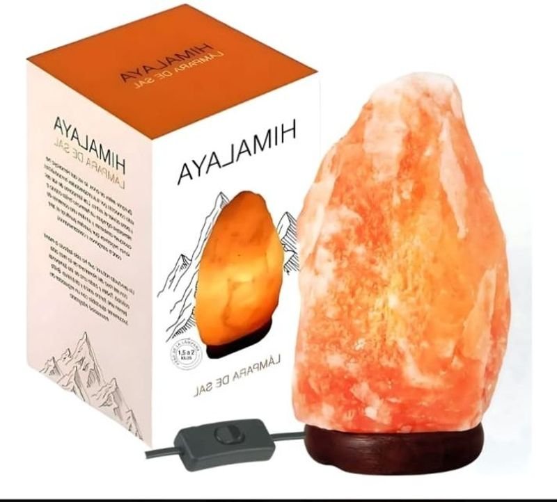 Lámpara de sal del Himalaya natural con luz cálida y relajante