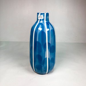 Centro de Cerámica Esmaltado Azul y Blanco con Rayas Blancas - imagen 2