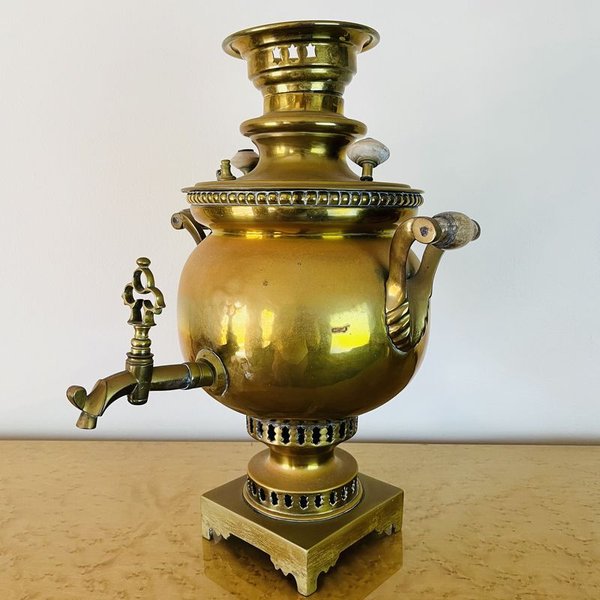 Samovar ruso antiguo de bronce y cobre, diseño clásico - imagen 1