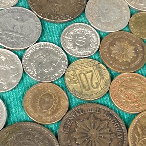 Vitrina de Madera con Colección de Monedas Varias - imagen 3