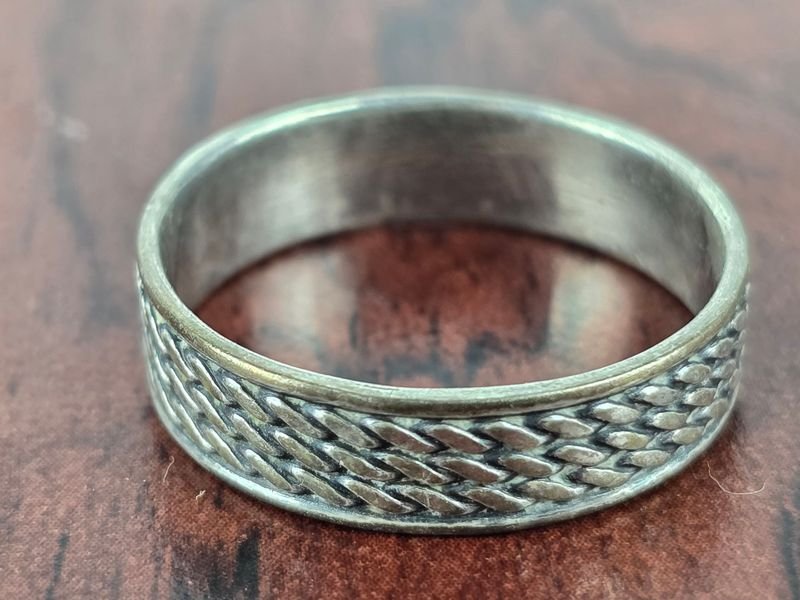 Anillo Antiguo de Plata 925 con Diseño Trenzado