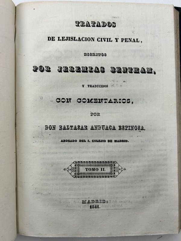 Tratados de legislación civil y penal de Jeremias Bentham - Madrid 1841 - imagen 4