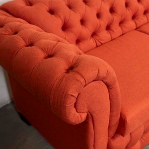 Sofá Chesterfield Naranja Tapizado con Almohadones - Nuevo - imagen 2