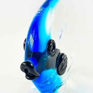 Figura Decorativa de Pez en Cristal Murano Azul y Negro - imagen 2