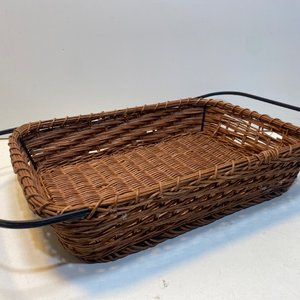 Juego de 3 piezas: Fuente de vidrio Pyrex con tapa azul, fuente de vidrio y canasto de mimbre - imagen 3