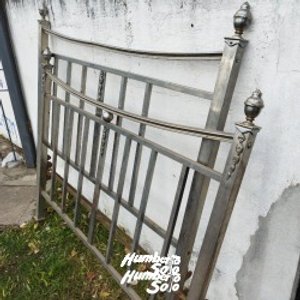 Respaldo y Piecera de Bronce Niquelado para Cama de Dos Plazas Antiguo - imagen 3