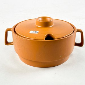 Olla de Cerámica Marrón con Asas y Tapa - 21 x 10 cm - imagen 1