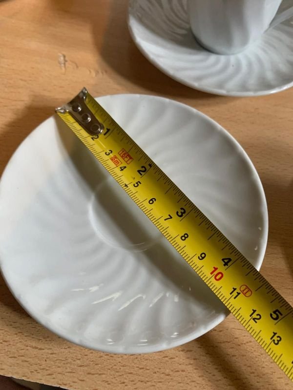 Juego de 12 tazas de café con platillo y cuchara de metal - imagen 4